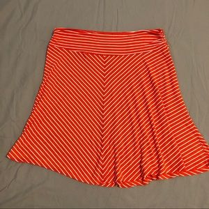 Orange and white striped stretchy skirt LG